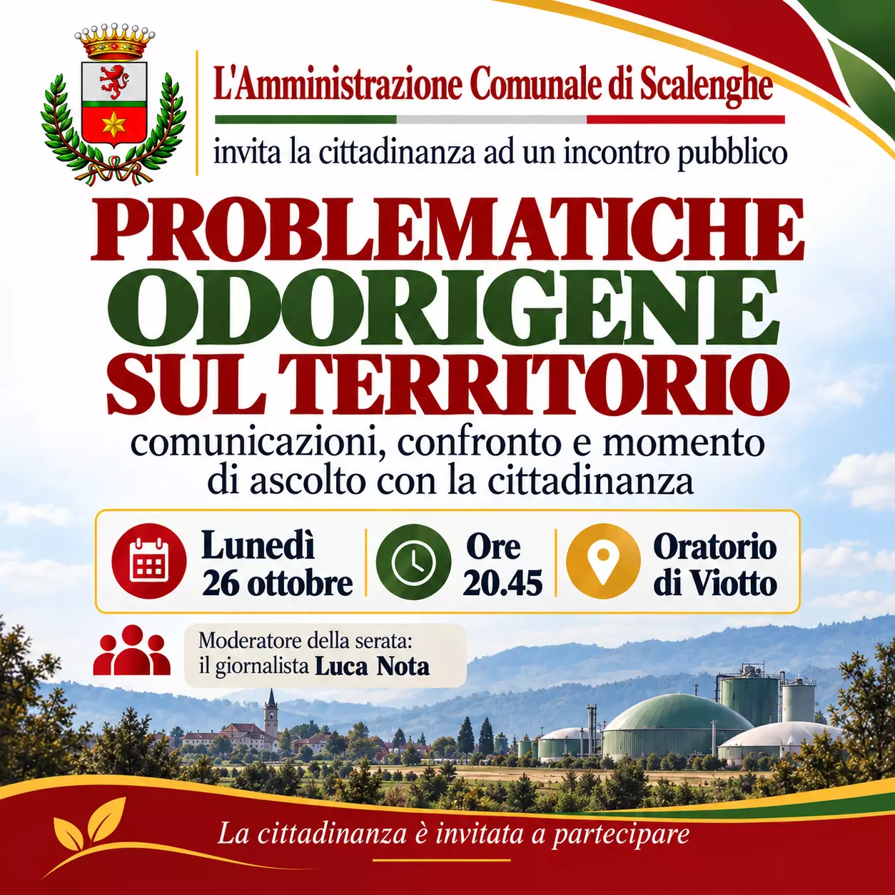 INCONTRO PUBBLICO – PROBLEMATICHE ODORIGENE SUL TERRITORIO