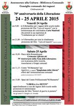 25 aprile 2015 70 anni dalla liberazione