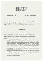 Proroga misure restrittive Covid-19 in Piemonte